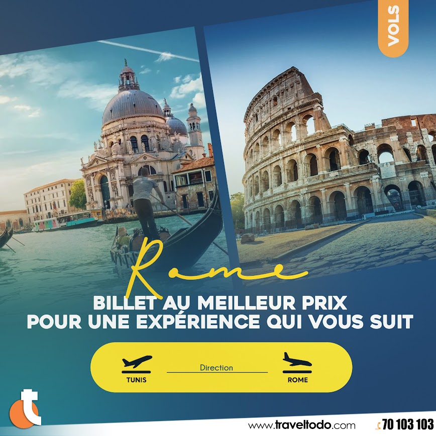 vol tunis rome